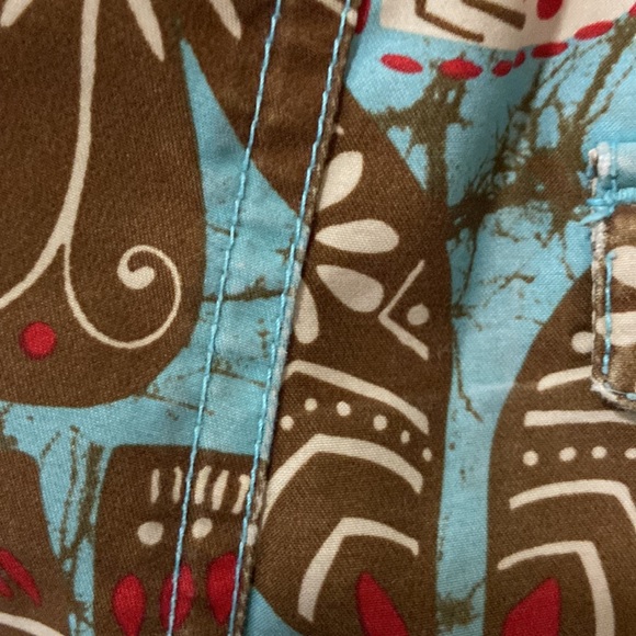 Baby GAP Sky Blue Swim Trunks with Brown, Cream & Red Tropical Flowers - Picture 7 of 7